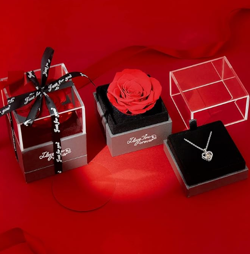 Eternal Rose Necklace Box - Preserved Romantic Elegance - The Blue Fox